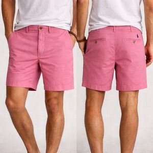 Polo Ralph Lauren Men Size 40 Pink Stretch Chino Shorts Pony Preppy Golf Summer